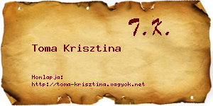 Toma Krisztina névjegykártya